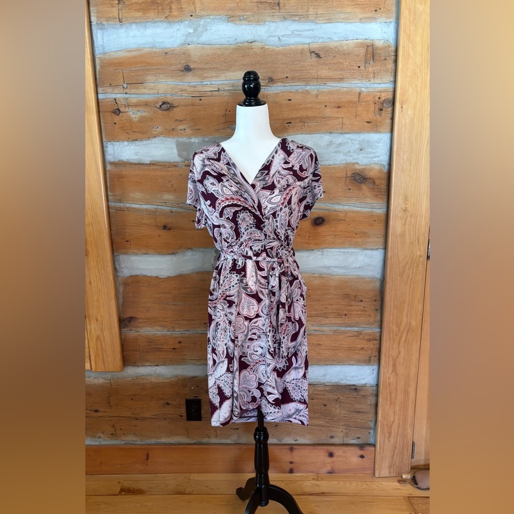 Banana Republic Paisley Semi-Formal Red & Pink Summer Dress